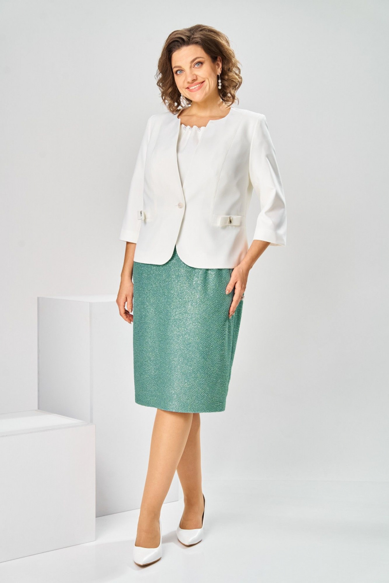 Плательный комплект Romanovich Style 3-2697 белый/зелень