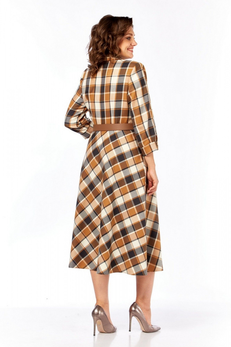 Платья Милора-стиль 1385 карамельно-коричневая_клетка