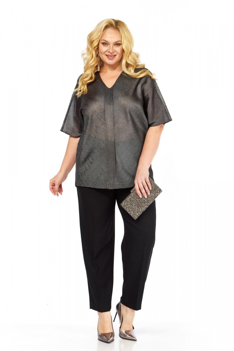 Брючный комплект Элль-стиль 2439 серебро_черный