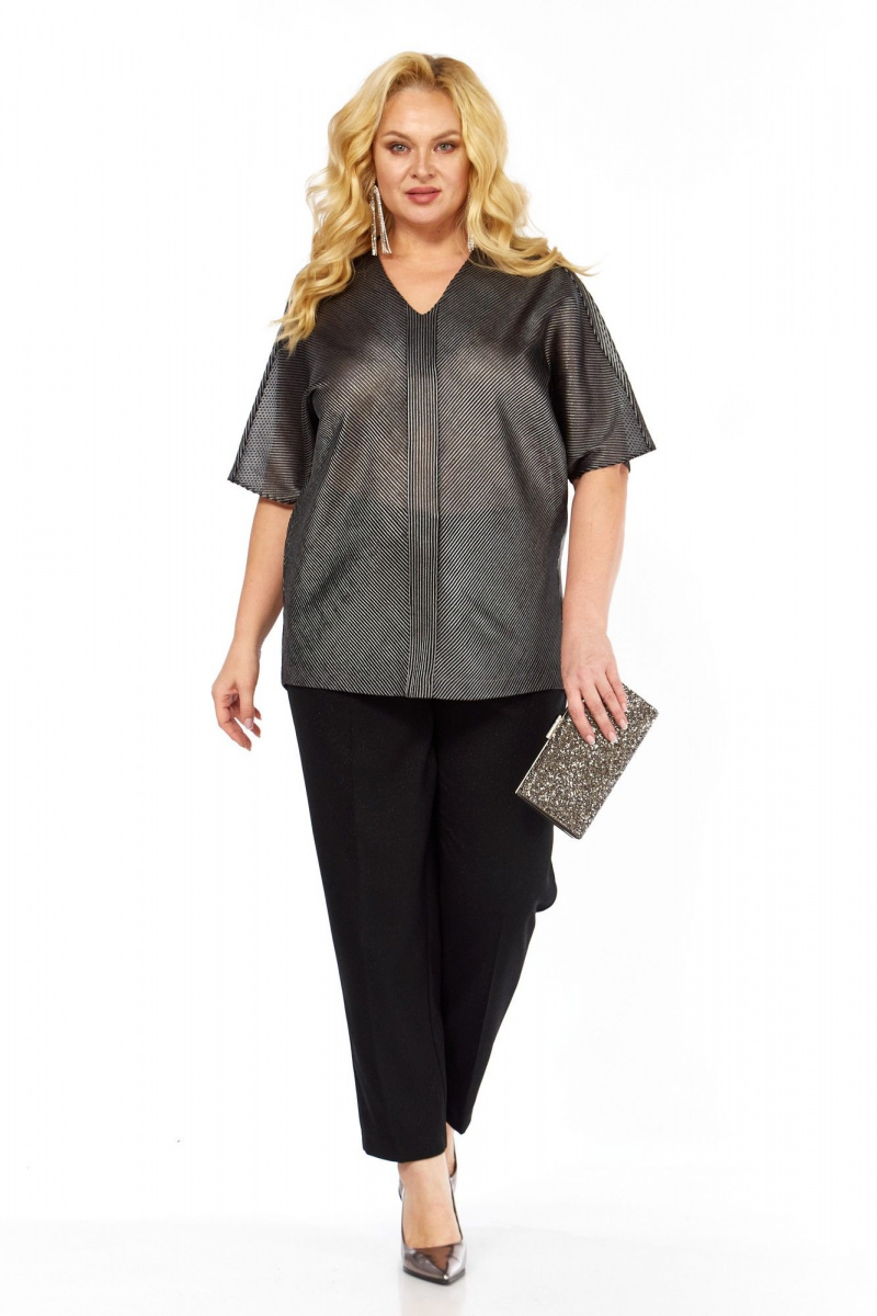 Брючный комплект Элль-стиль 2439 серебро_черный