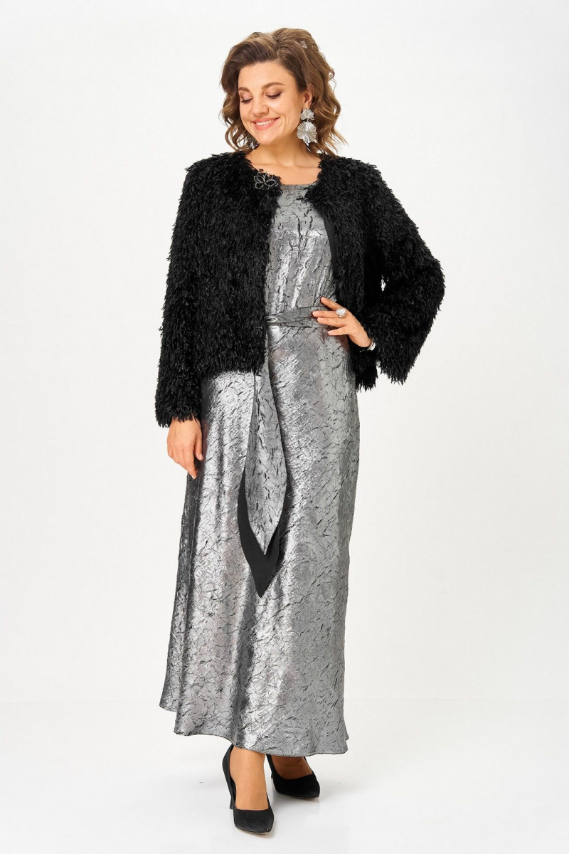 Плательный комплект Koketka i K 1332 серебристый+черный