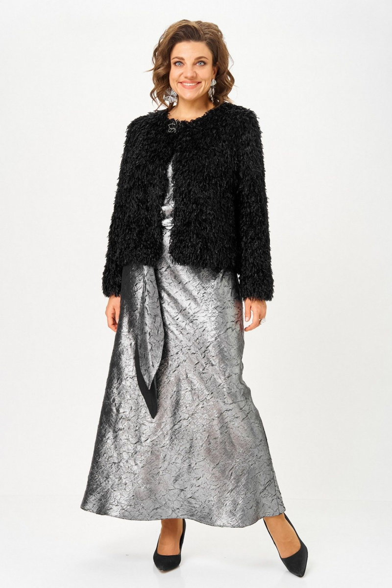 Плательный комплект Koketka i K 1332 серебристый+черный