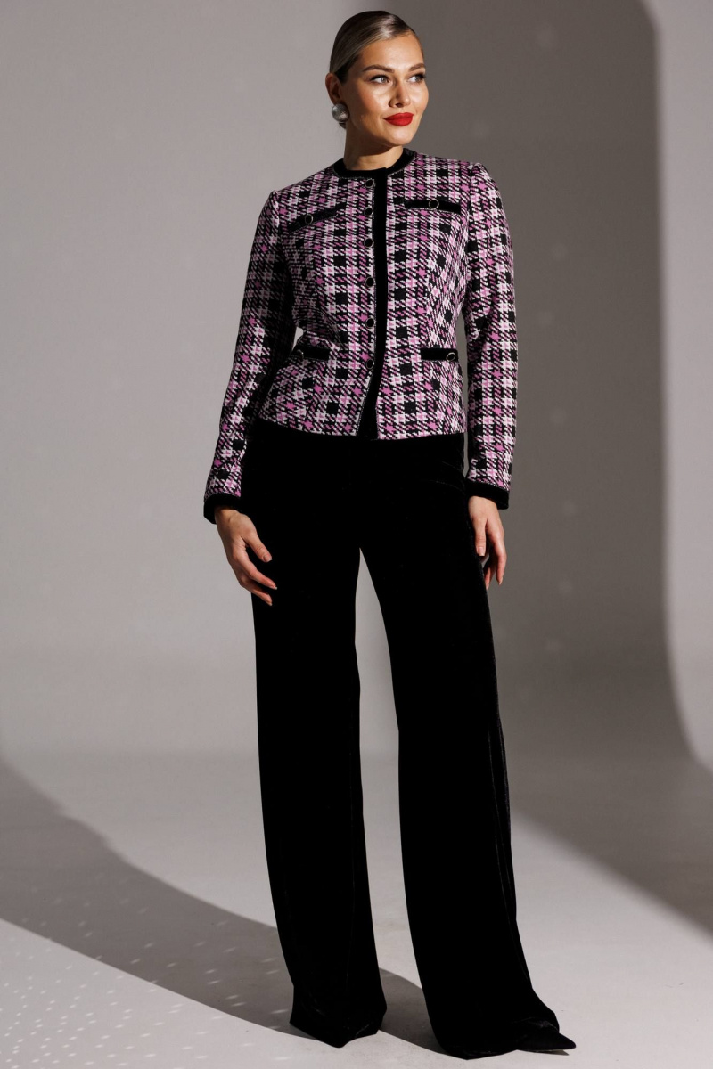 Брючный костюм Мода Юрс 25-2950 черный_сирень