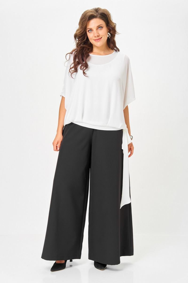 Брючный комплект ANASTASIA MAK 1287 черный+молочный