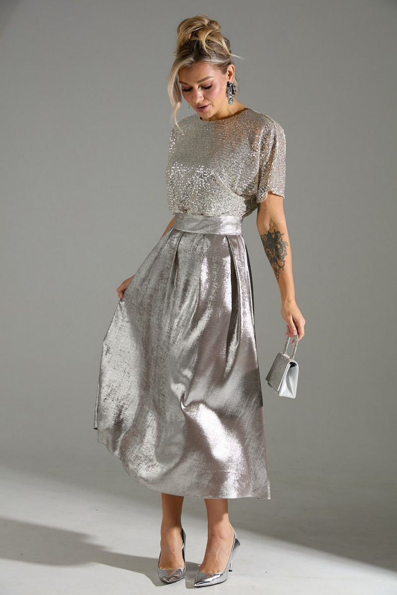 Платья LM М76 бежевый_шиммер