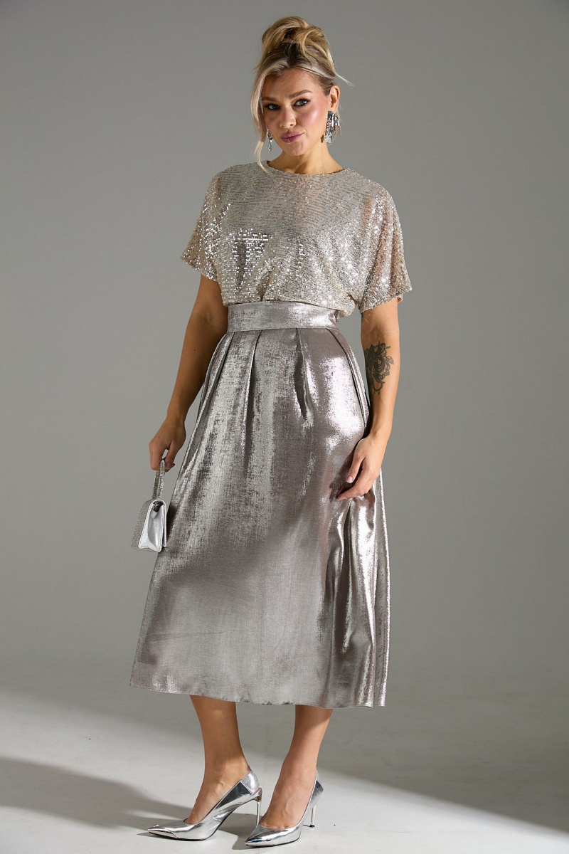 Платья LM М76 бежевый_шиммер