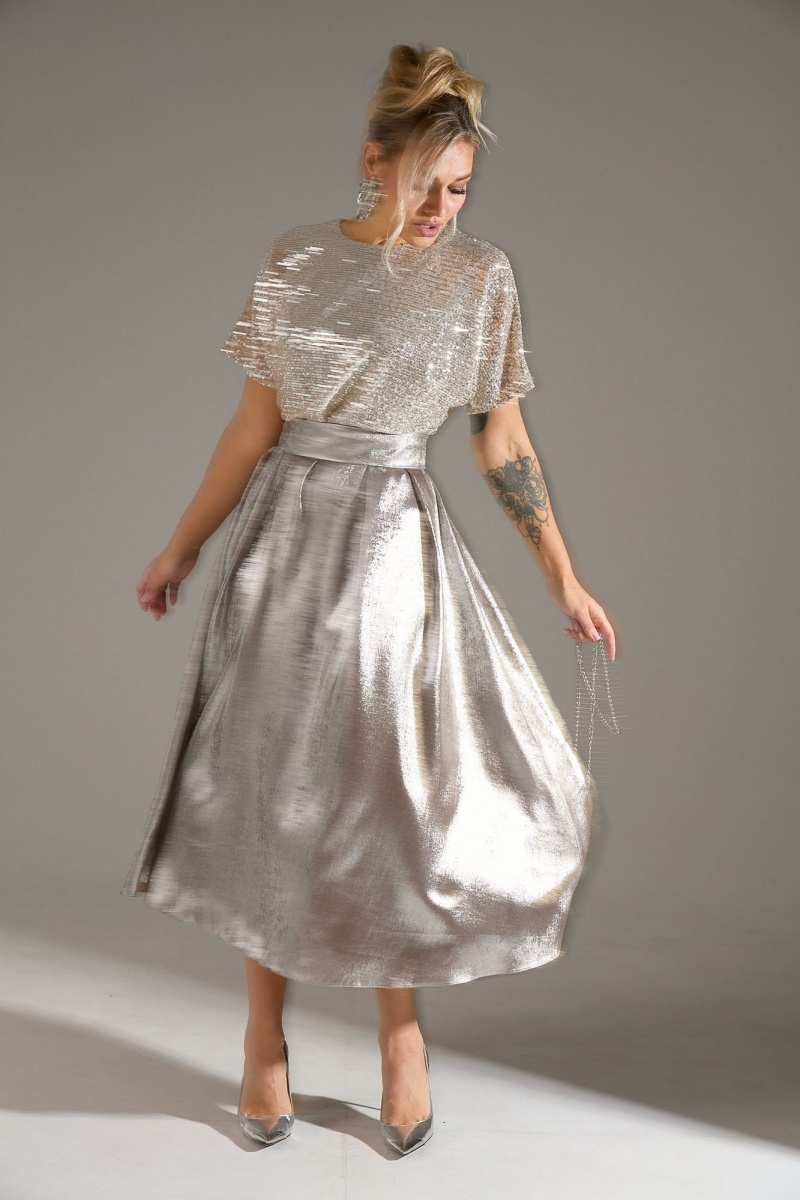 Платья LM М76 бежевый_шиммер