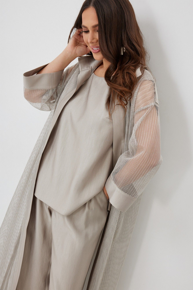 Брючный комплект Магия моды 2654 бежево-серый