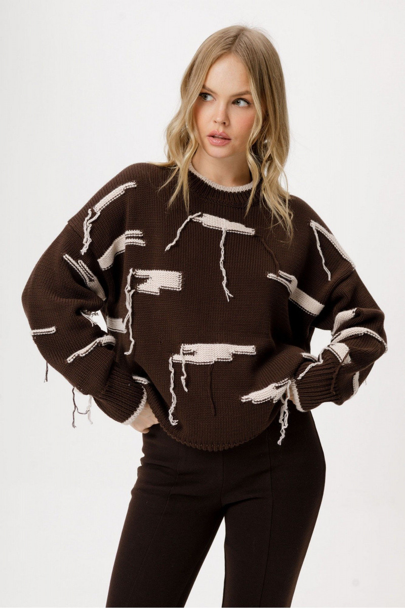 Джемперы PiRS 6375 коричневый_с_бежевым