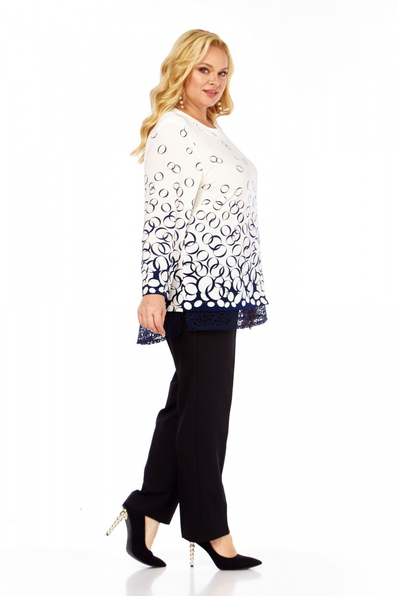 Блузы Abbi 4073 бело-синий_принт