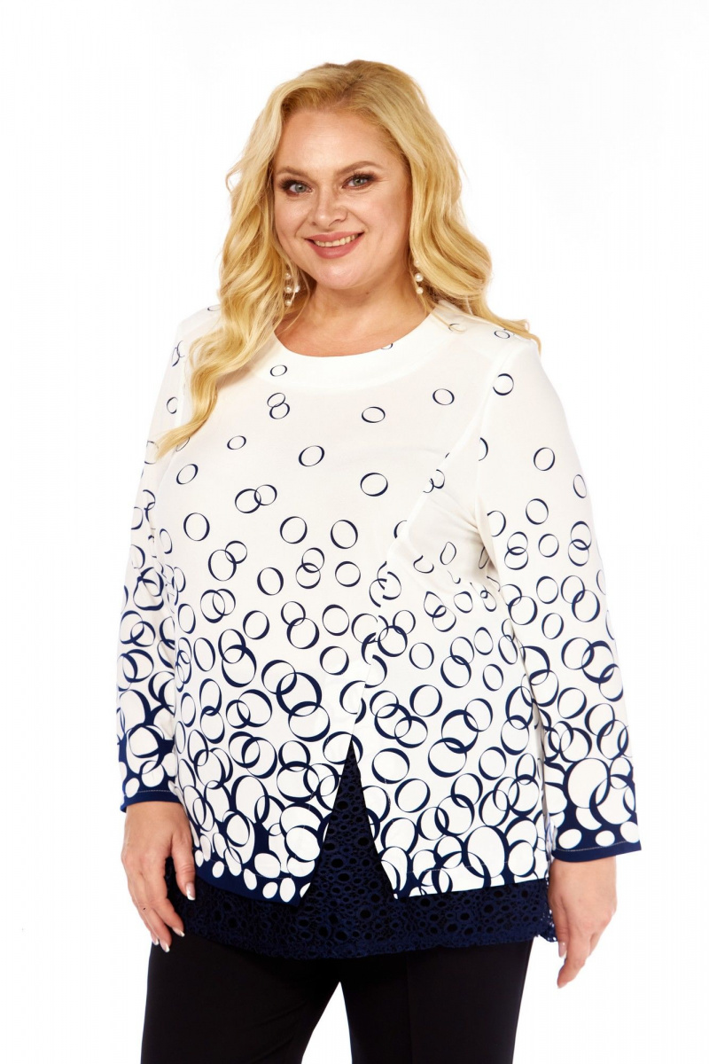 Блузы Abbi 4073 бело-синий_принт