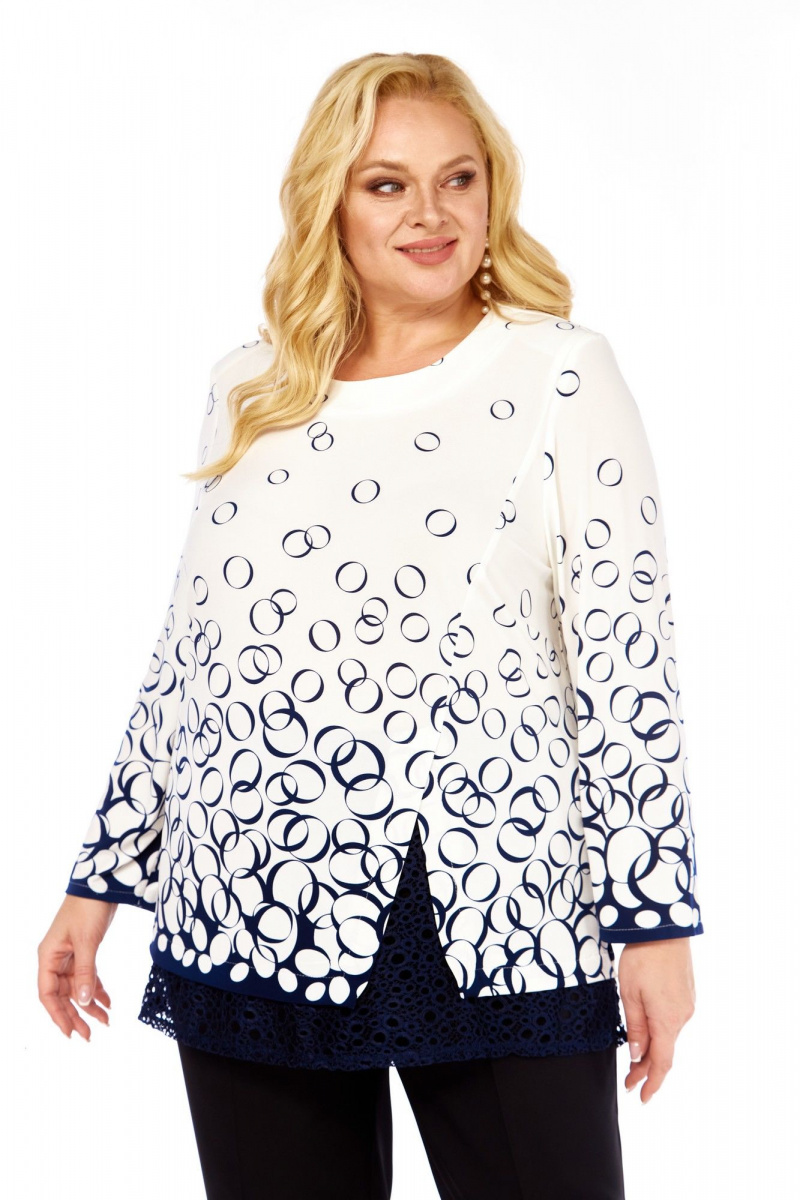 Блузы Abbi 4073 бело-синий_принт