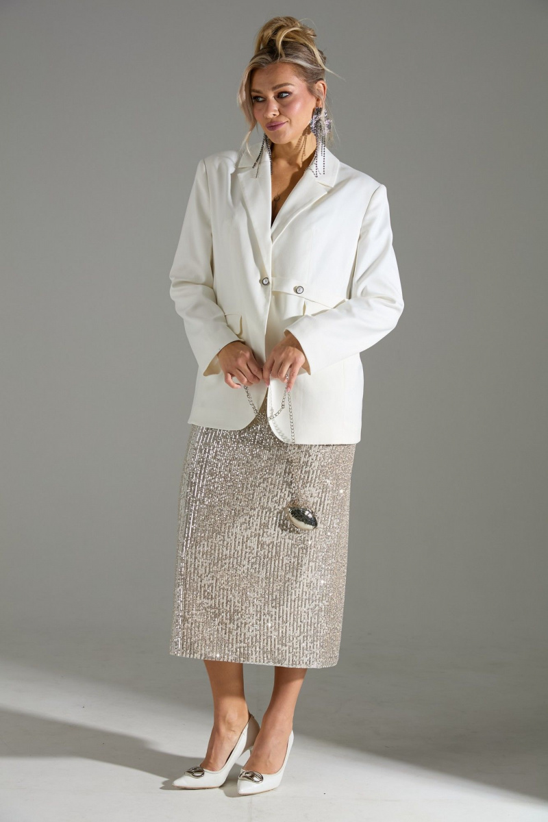 Юбочный костюм LM К4243 белое_золото