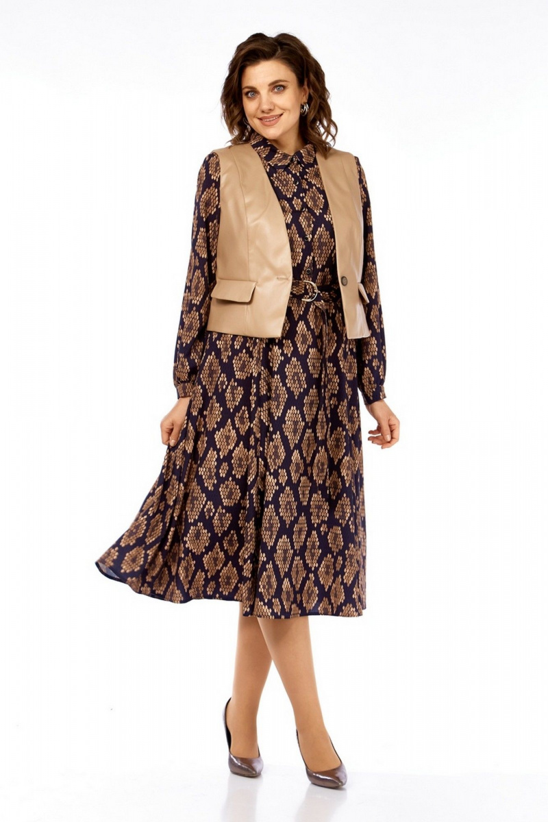 Плательный комплект Милора-стиль 1380/1 черный+капучино_соты