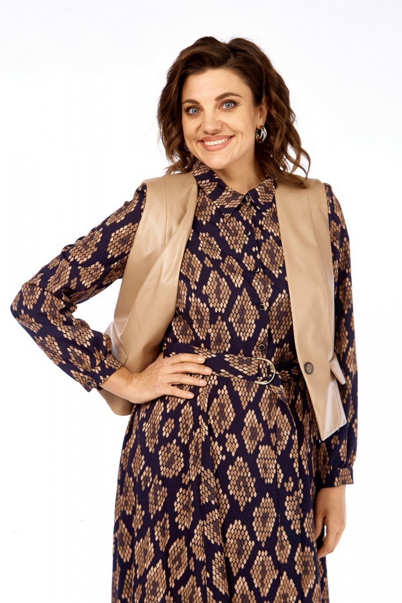 Плательный комплект Милора-стиль 1380/1 черный+капучино_соты