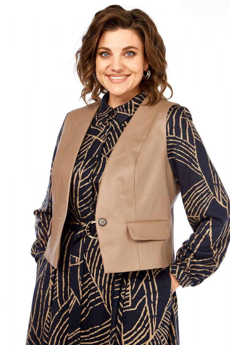 Плательный комплект Милора-стиль 1380/1 черный+капучино_листья