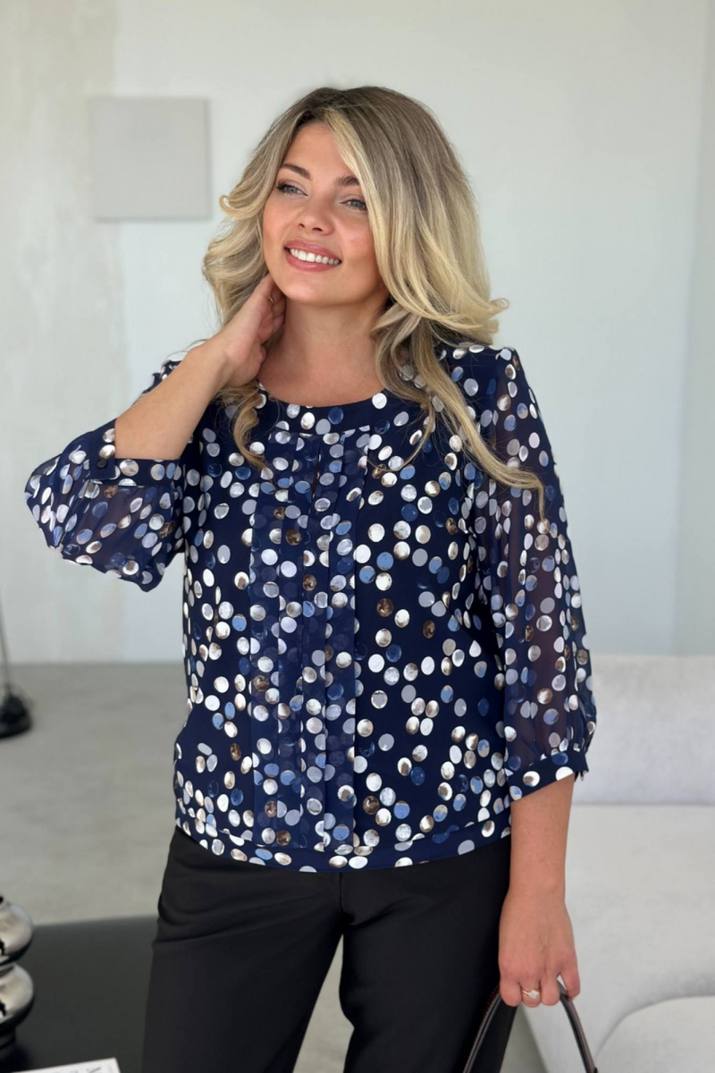 Блузы LindaLux 217 синие_кружки