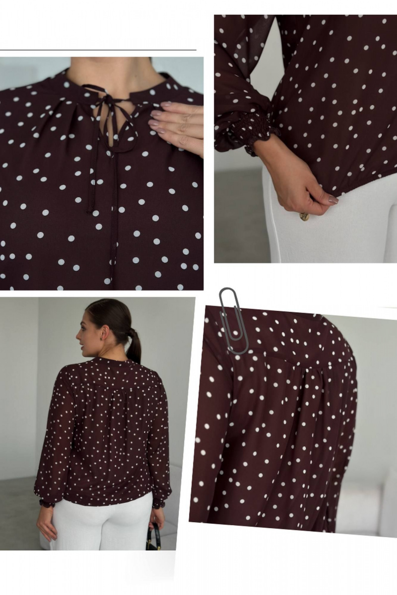 Блузы LindaLux 812 горошек_коричневый