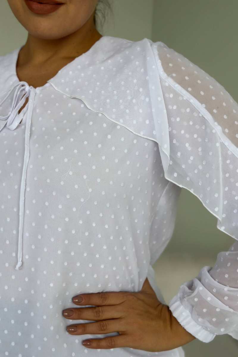 Блузы LindaLux 1-593 белый(воланы)