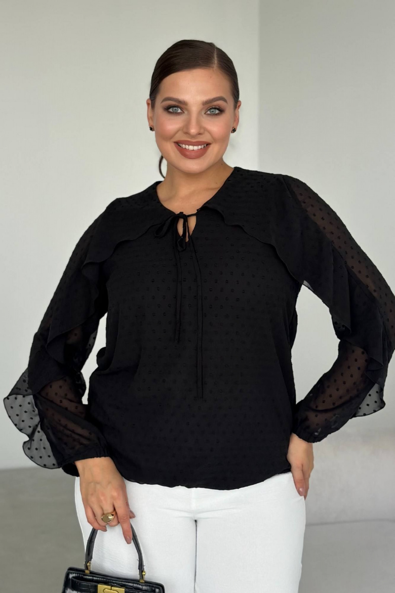 Блузы LindaLux 1-593 черный(воланы)