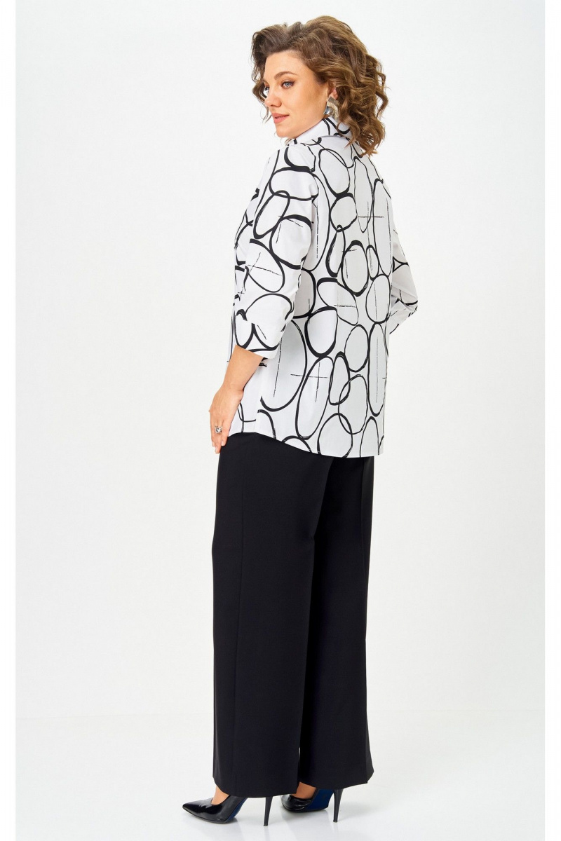 Брючный комплект БелЭльСтиль 877-3_26_22+601-2_88_22 бело-черный