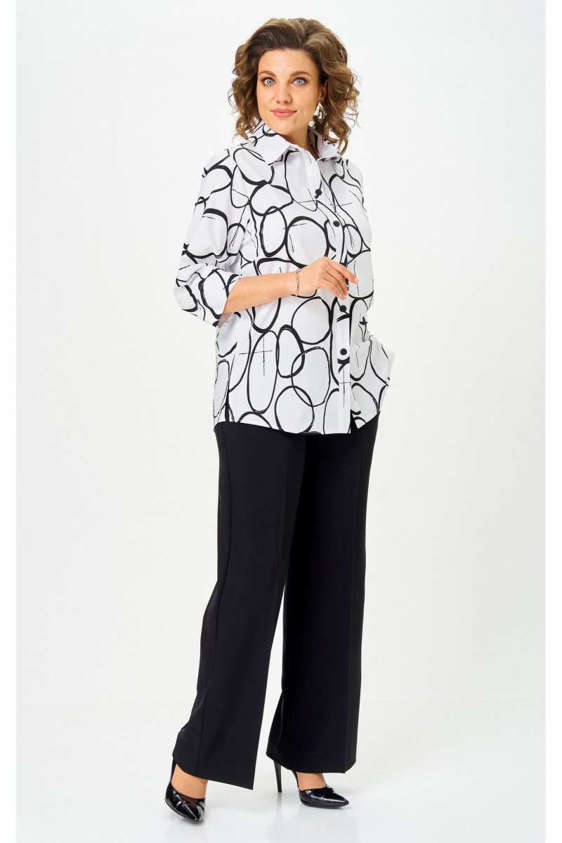 Брючный комплект БелЭльСтиль 877-3_26_22+601-2_88_22 бело-черный