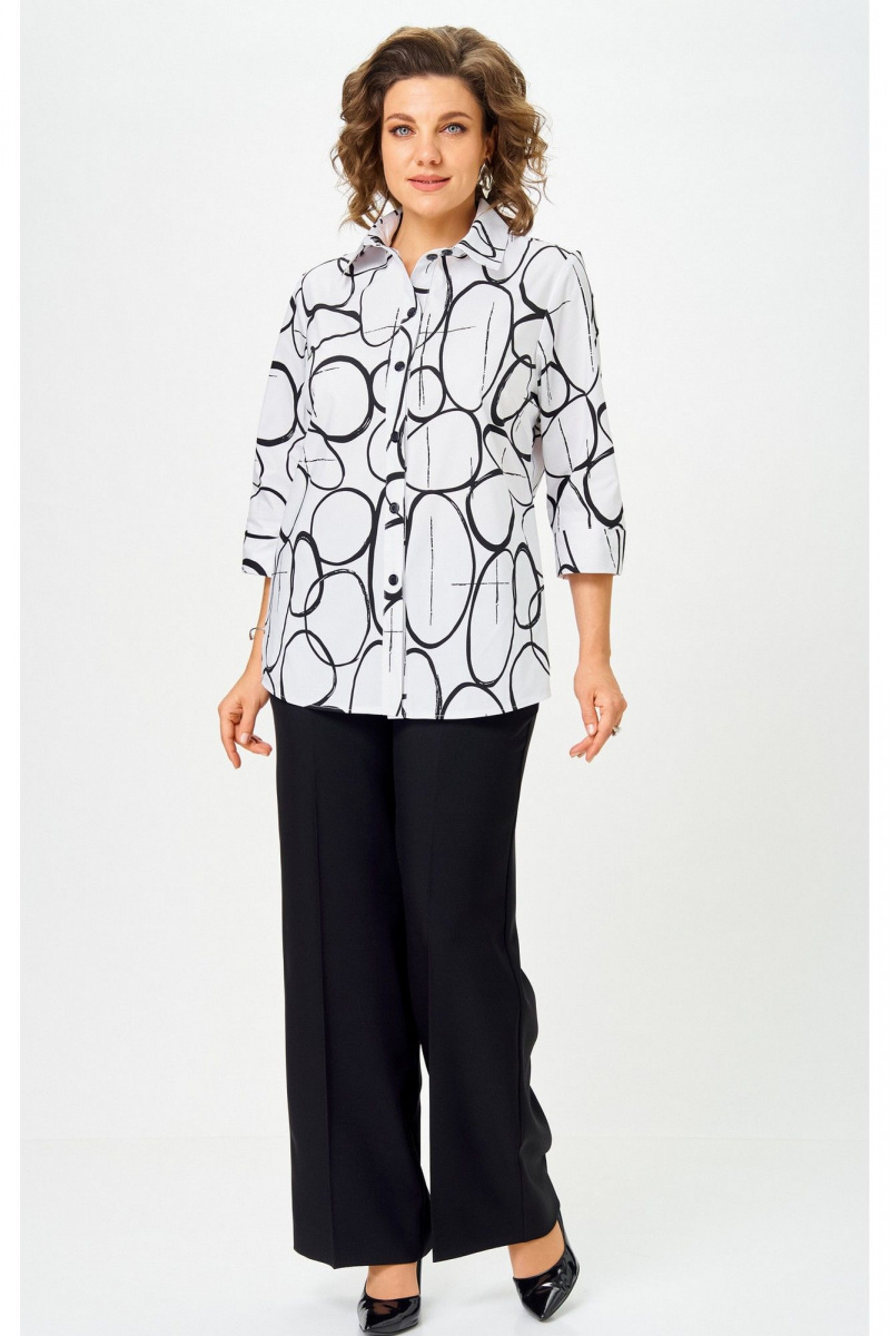 Брючный комплект БелЭльСтиль 877-3_26_22+601-2_88_22 бело-черный