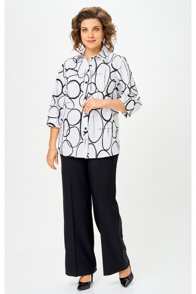 Брючный комплект БелЭльСтиль 877-3_26_22+601-2_88_22 бело-черный