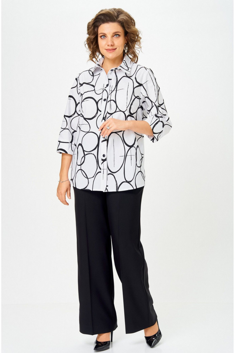 Блузы БелЭльСтиль 877_-3_26_22 бело-черный