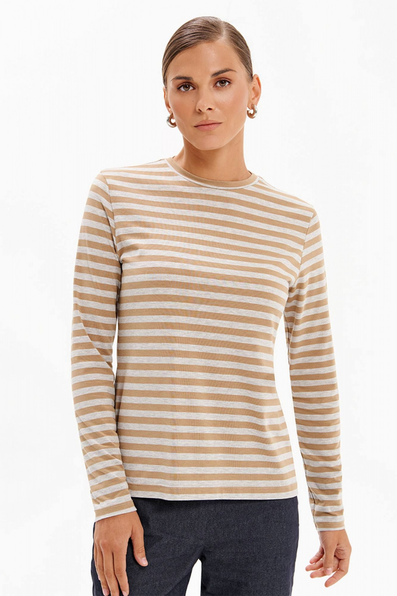 Джемперы Nelva 23529 серо-бежевый полоска