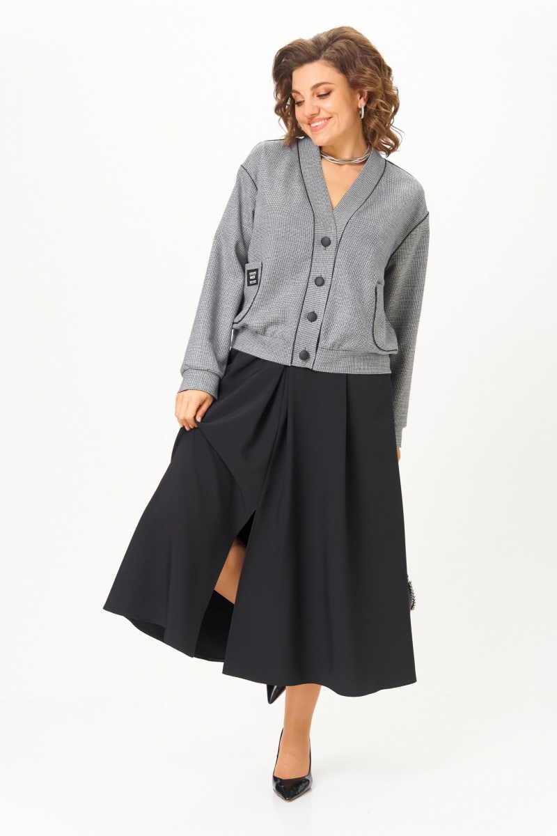 Юбочный комплект Aira Style 24131 серый-черный