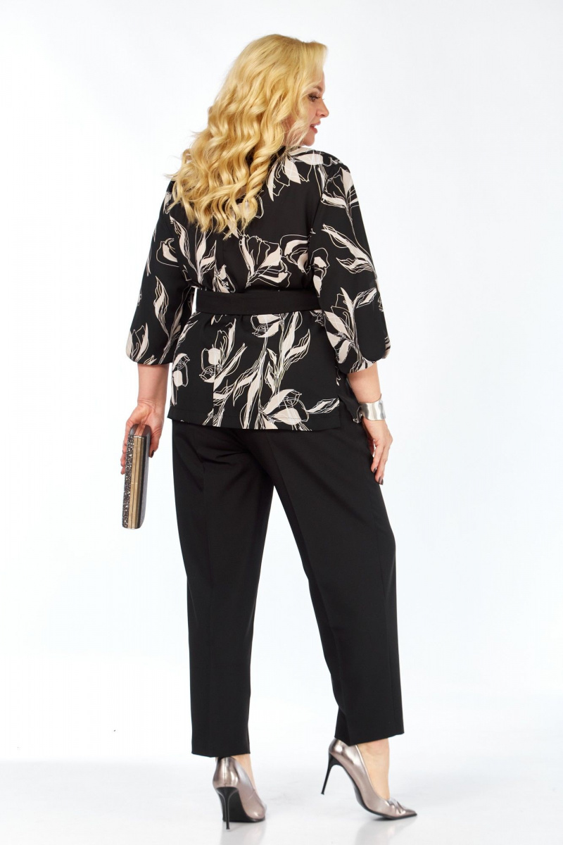 Брючный комплект Элль-стиль 2446 черный_белый_принт