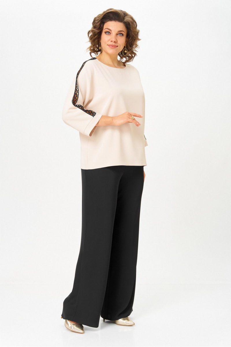 Брючный костюм Rumoda 2275_дл_бежевый-черный