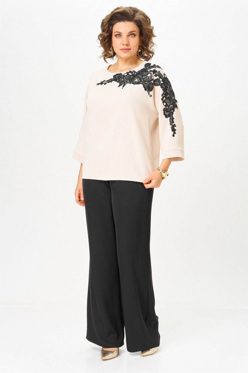 Брючный костюм Rumoda 2278_дл_бежевый-черный