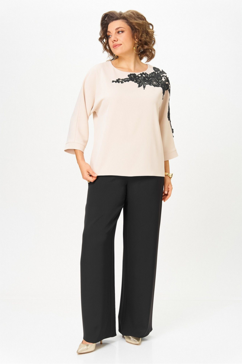 Брючный костюм Rumoda 2278_дл_бежевый-черный