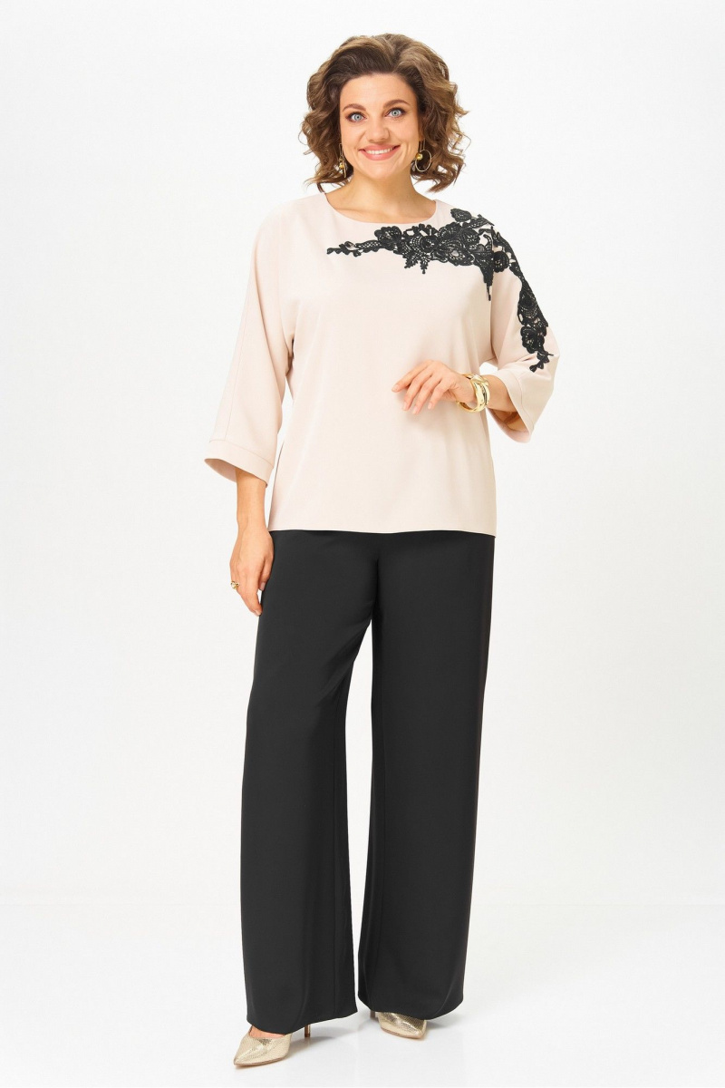 Брючный костюм Rumoda 2278_дл_бежевый-черный