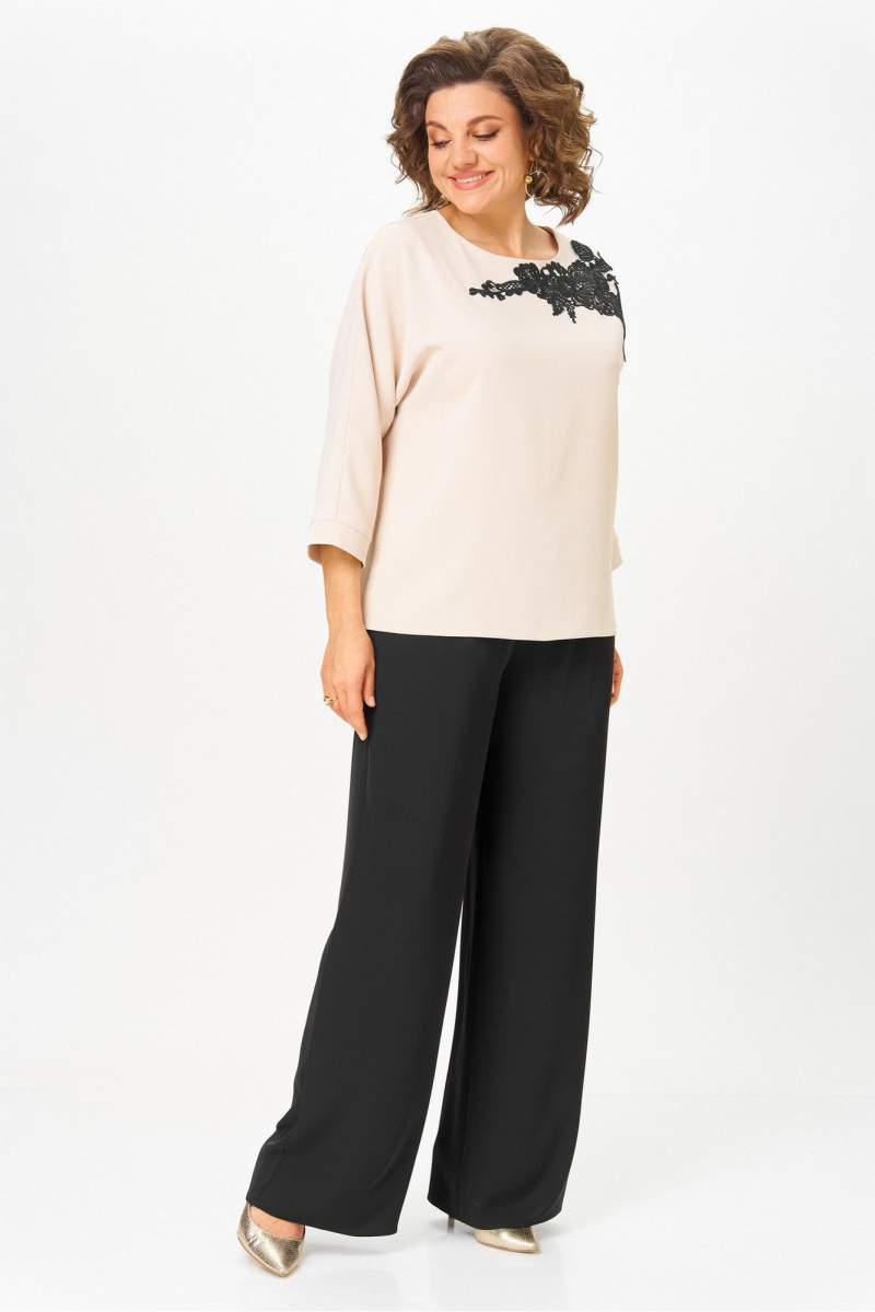 Брючный костюм Rumoda 2278_дл_бежевый-черный