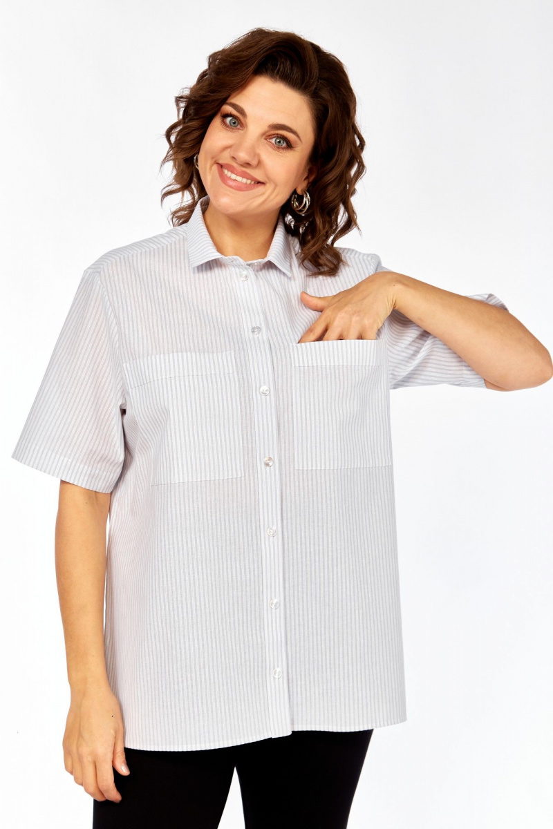 Рубашки Avenue 0338-4 полоска_серый+молочный