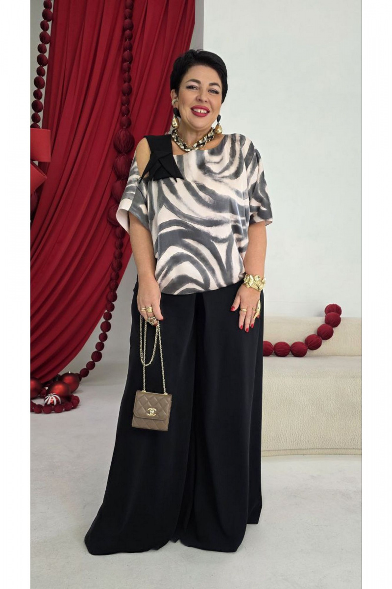 Брючный комплект Vittoria Queen 26233/1 серо-розовый_черный