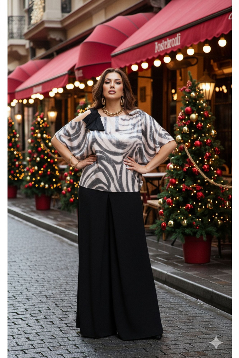 Брючный комплект Vittoria Queen 26233/1 серо-розовый_черный