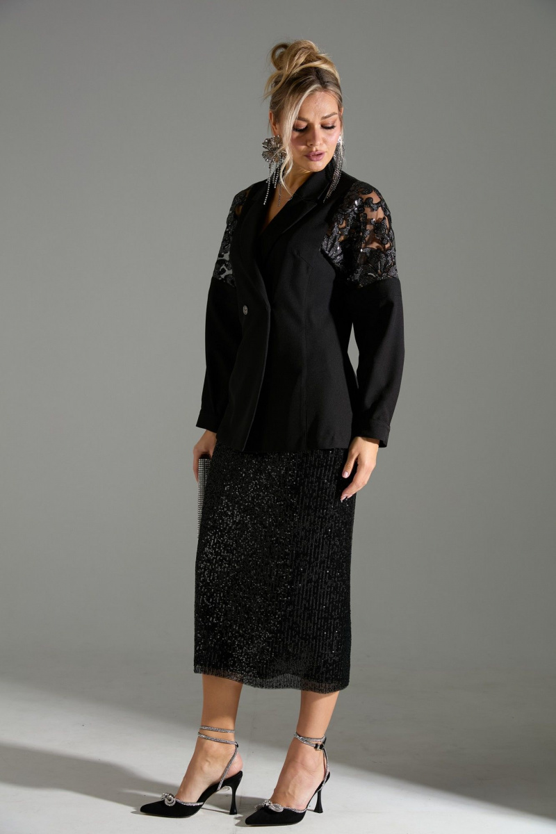 Юбочный костюм LM К72042 черное_кружево