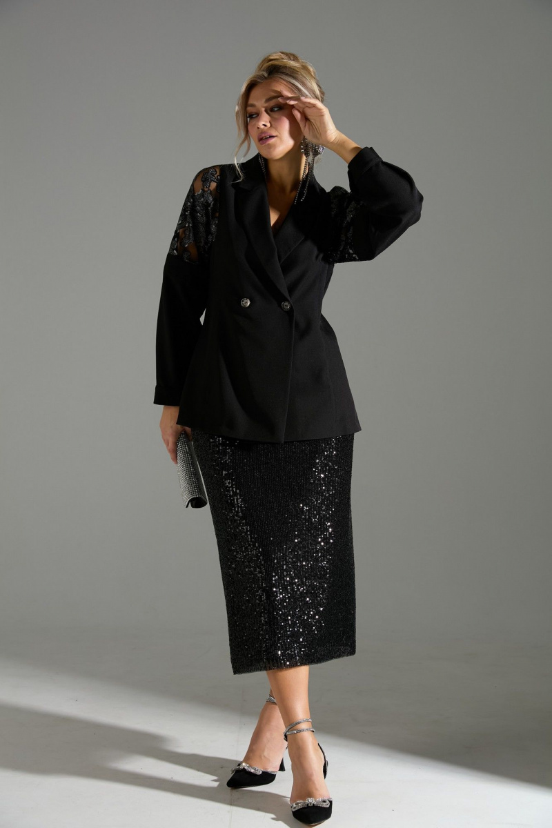 Юбочный костюм LM К72042 черное_кружево