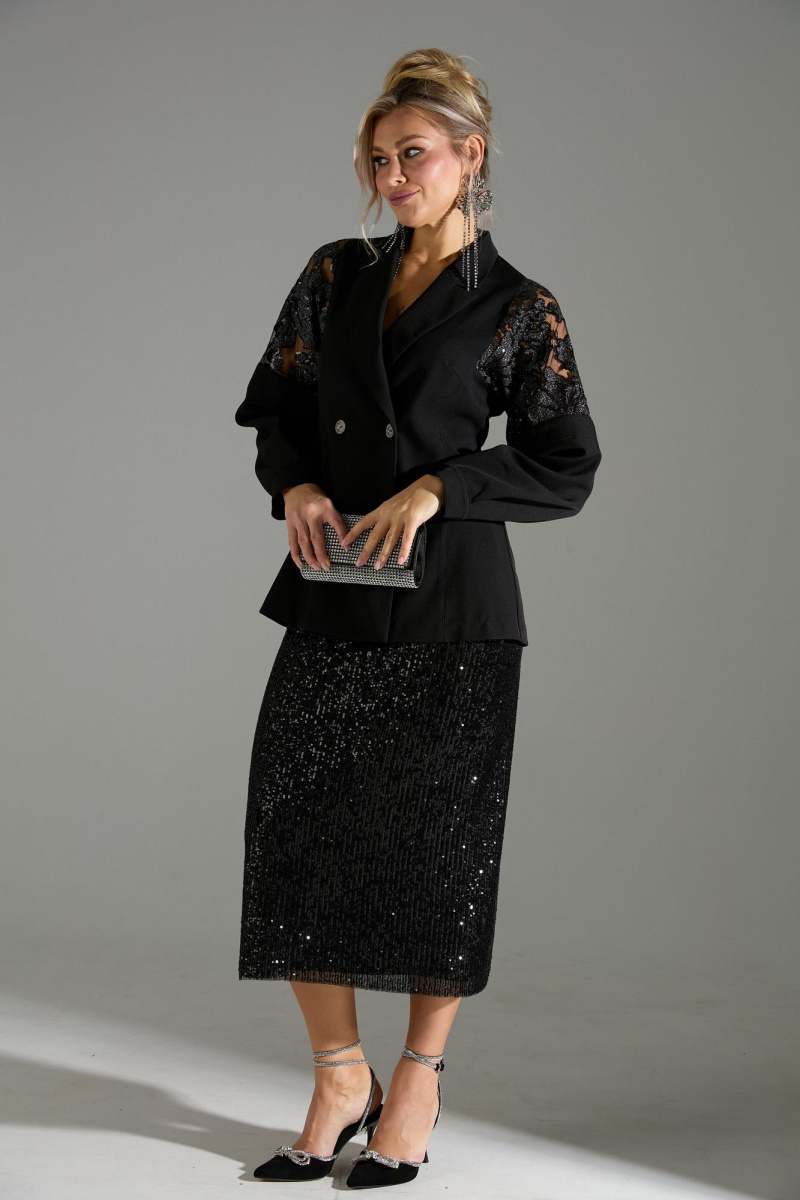 Юбочный костюм LM К72042 черное_кружево