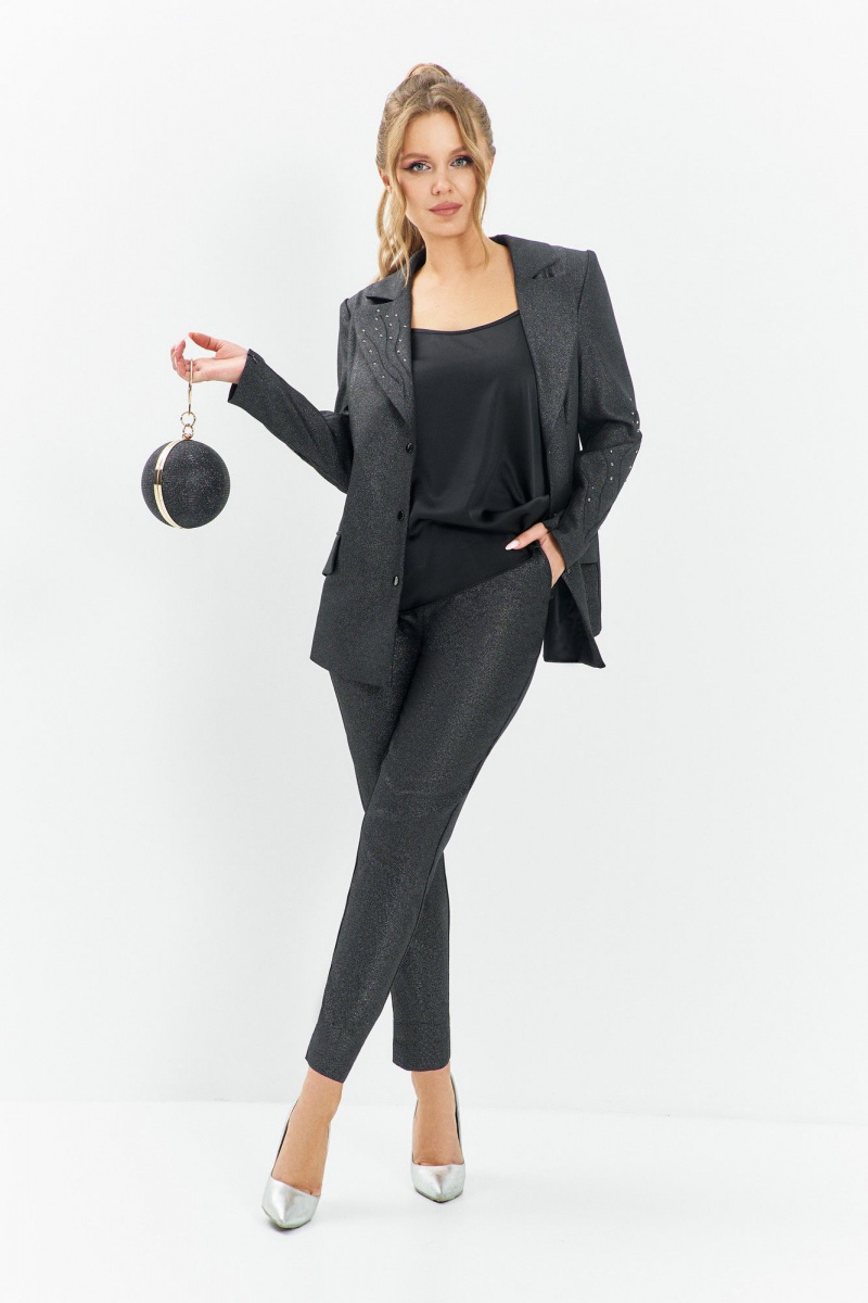 Брючный костюм Euromoda 668 черный_с_блеском