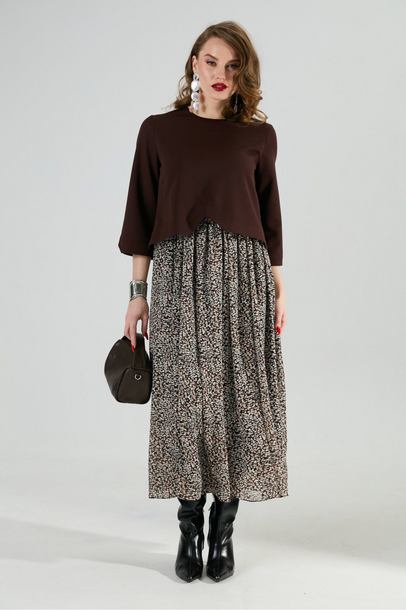 Платья NikVa 740-20 шоколад_шоколадная абстракция