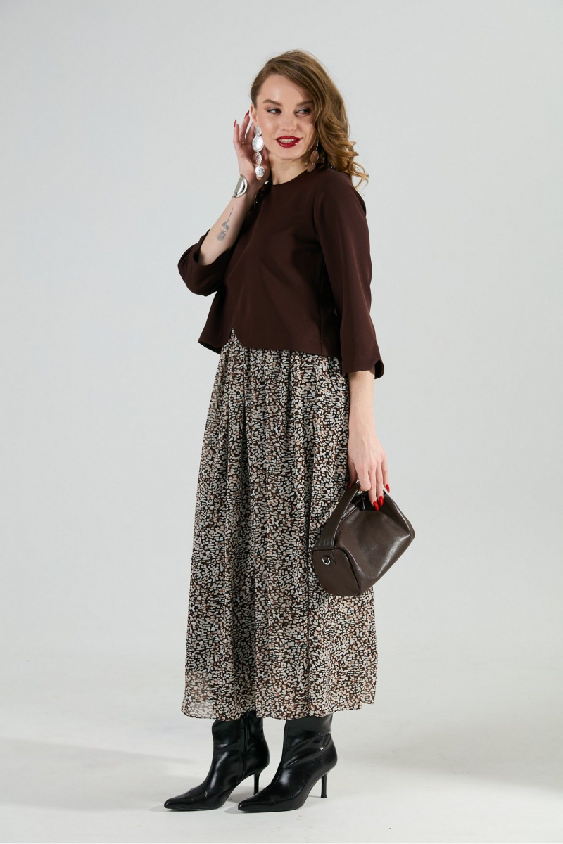 Платья NikVa 740-20 шоколад_шоколадная абстракция