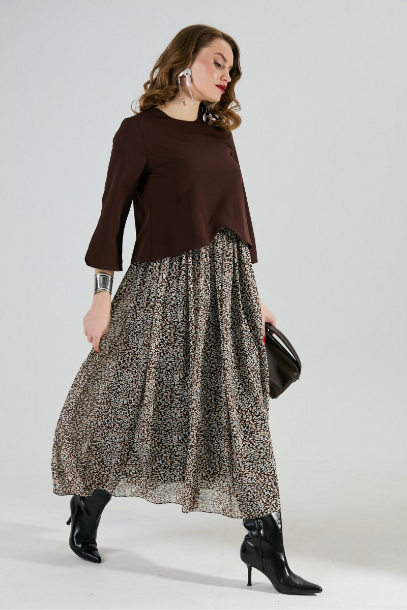 Платья NikVa 740-20 шоколад_шоколадная абстракция