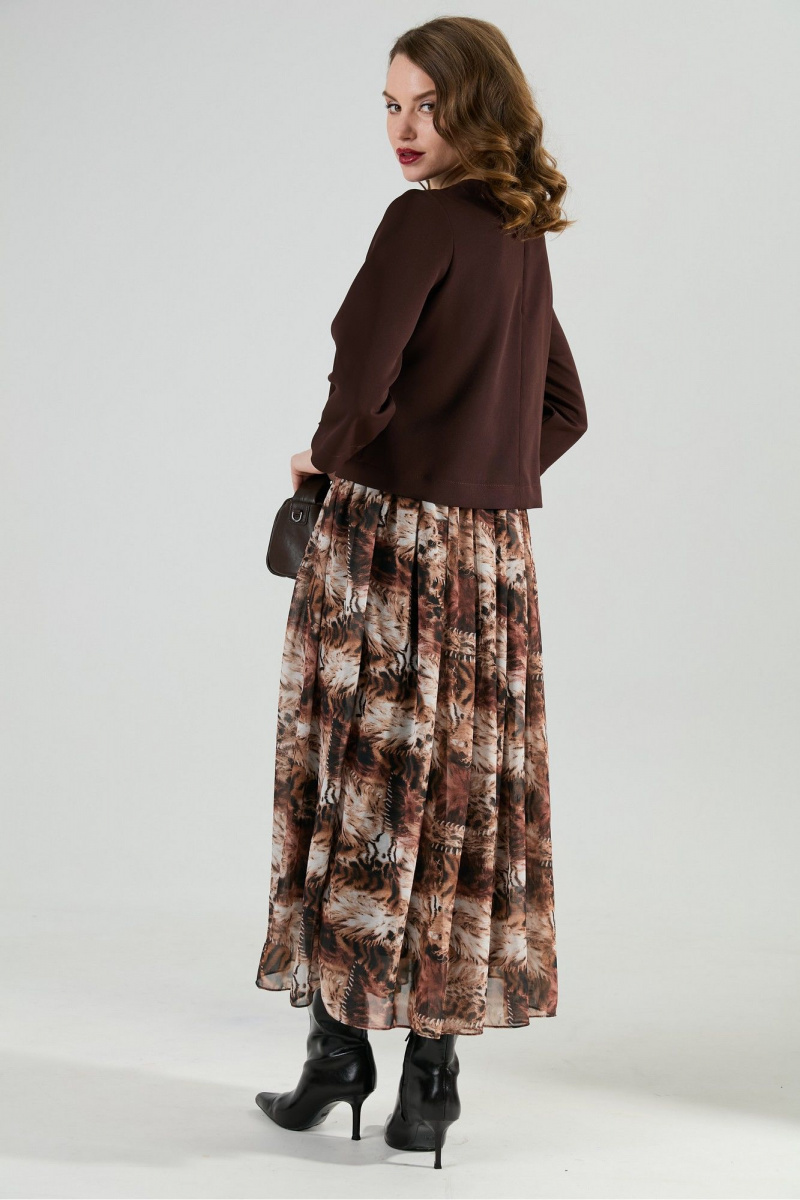Платья NikVa 1007-1 шоколад_тигровая абстракция