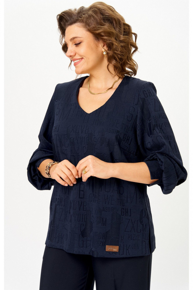 Блузы БелЭльСтиль 879-3_29_22 синий принт