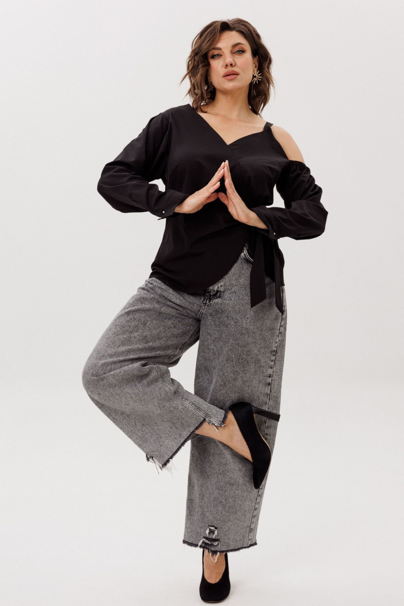 Блузы Anelli 1760 черная_орхидея